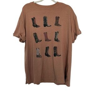 Maurice's Boots Studded Tee Brown Casual Size Large
